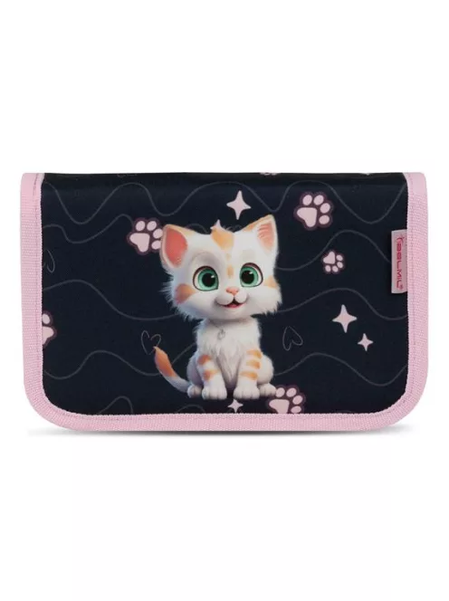 BELMIL Tolltartó, klapnis, cipzáras, BELMIL "Cute Kitten", fekete-rózsaszín, cica