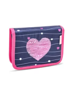   BELMIL Tolltartó, klapnis, cipzáras, BELMIL "Simple Hearts", rózsaszín szív