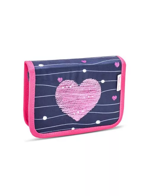 BELMIL Tolltartó, klapnis, cipzáras, BELMIL "Simple Hearts", rózsaszín szív