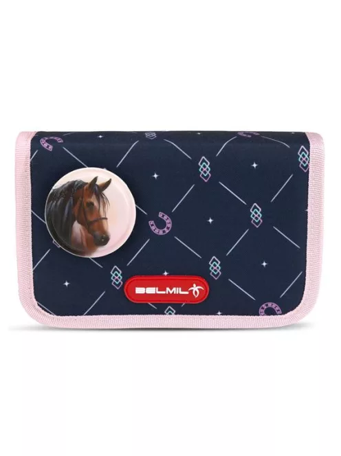BELMIL Tolltartó, klapnis, cipzáras, BELMIL "Midnight Gallop", kék, lovak