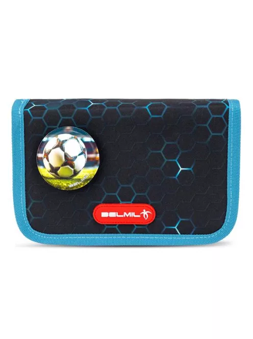 BELMIL Tolltartó, klapnis, cipzáras, BELMIL "Kick the Ball", fekete- kék, foci