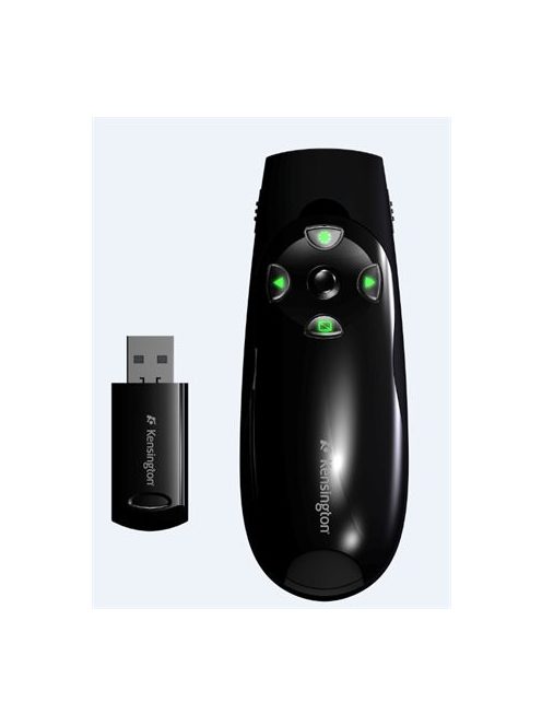 KENSINGTON Prezentációs távirányító, zöld lézer, vezeték nélküli, KENSINGTON