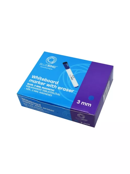Táblamarker 3mm, mágneses, táblatörlővel multifunkciós Bluering® kék