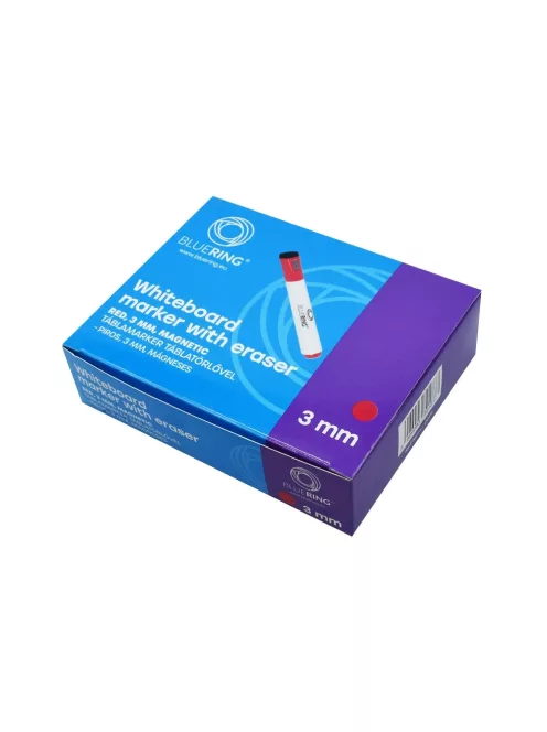 Táblamarker 3mm, mágneses, táblatörlővel multifunkciós Bluering® piros