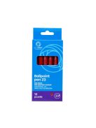 Golyóstoll 0,8mm, nyomógombos műanyag piros test, Bluering® Z3, írásszín piros