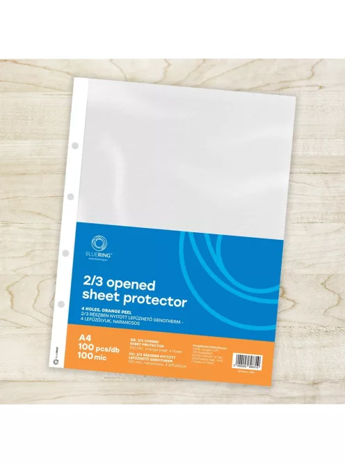 Genotherm lefűzhető, A4, 100 micron narancsos belül 2/3 részben nyitott 4 lyukú Bluering® 100 db/csomag,