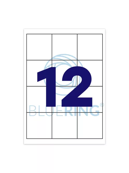 Etikett címke, 70x67,7mm, 100 lap, 12 címke/lap Bluering®