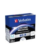 VERBATIM BD-R BluRay lemez, archiváló, nyomtatható, M-DISC, 25GB, 4x, 1 db, normál tok, VERBATIM