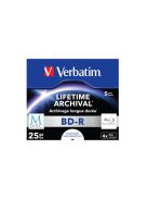 VERBATIM BD-R BluRay lemez, archiváló, nyomtatható, M-DISC, 25GB, 4x, 1 db, normál tok, VERBATIM