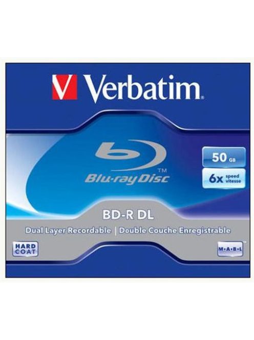 VERBATIM BD-R BluRay lemez, kétrétegű, 50GB, 6x, 1 db, normál tok, VERBATIM