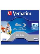 VERBATIM BD-R BluRay lemez, kétrétegű, nyomtatható, 50GB, 6x, 1 db, normál tok, VERBATIM