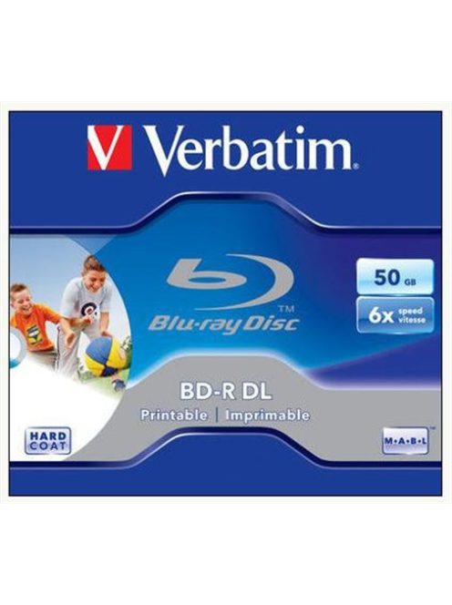 VERBATIM BD-R BluRay lemez, kétrétegű, nyomtatható, 50GB, 6x, 1 db, normál tok, VERBATIM