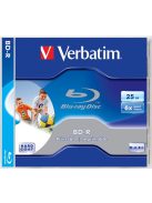 VERBATIM BD-R BluRay lemez, nyomtatható, 25GB, 6x, 1 db, normál tok, VERBATIM