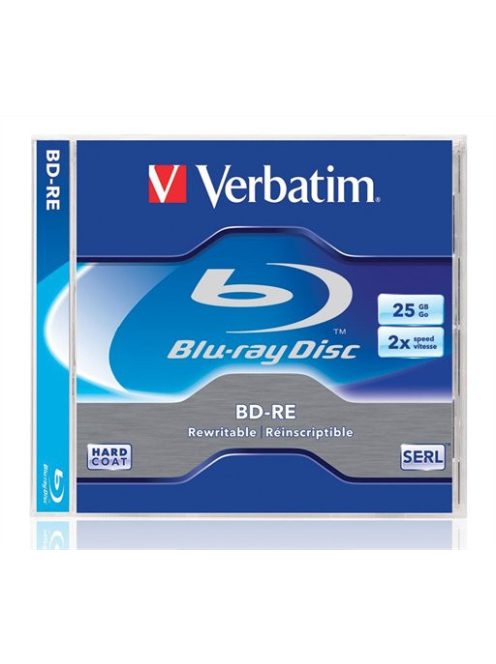 VERBATIM BD-RE BluRay lemez, újraírható, 25GB, 1-2x, 1 db, normál tok, VERBATIM
