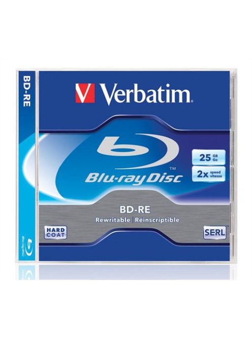 VERBATIM BD-RE BluRay lemez, újraírható, 25GB, 1-2x, 1 db, normál tok, VERBATIM