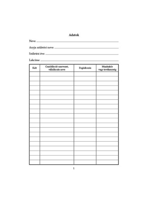 Pátria Nyomtatvány Egészségügyi nyilatkozat és vizsgálati adatok 8 lapos füzet 102x140 mm