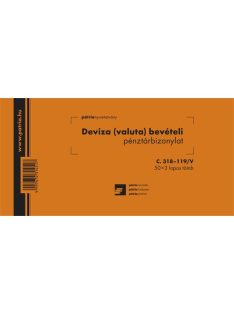   Pátria Nyomtatvány Deviza (valuta) bevételi pénztárbizonylat 50x3 lapos tömb 203x102 mm