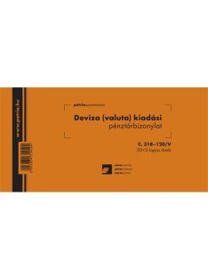   Pátria Nyomtatvány Deviza (valuta) kiadási pénztárbizonylat 50x3 lapos tömb 203x102 mm