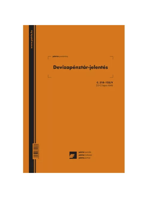 Pátria Nyomtatvány Deviza pénztárjelentés 25x2 lapos tömb A/4 álló