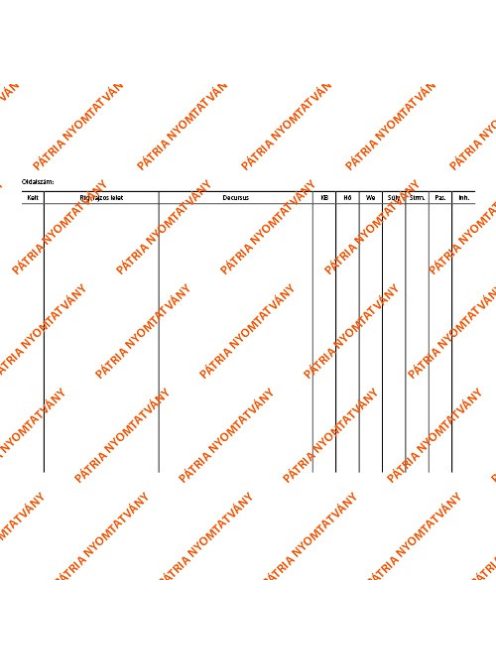 Pátria Nyomtatvány Decursus lap 203x140 mm