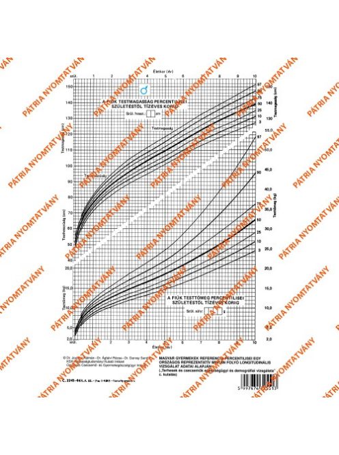 Pátria Nyomtatvány Fejlődési lap 0-10 éves korig (fiú) A/4 álló