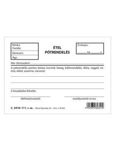   Pátria Nyomtatvány Étel pótrendelés 100 lapos tömb 105x70 mm