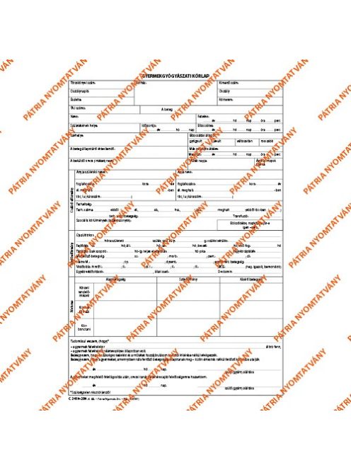 Pátria Nyomtatvány Gyermekgyógyászati kórlap szabadlap A/4 négyoldalas