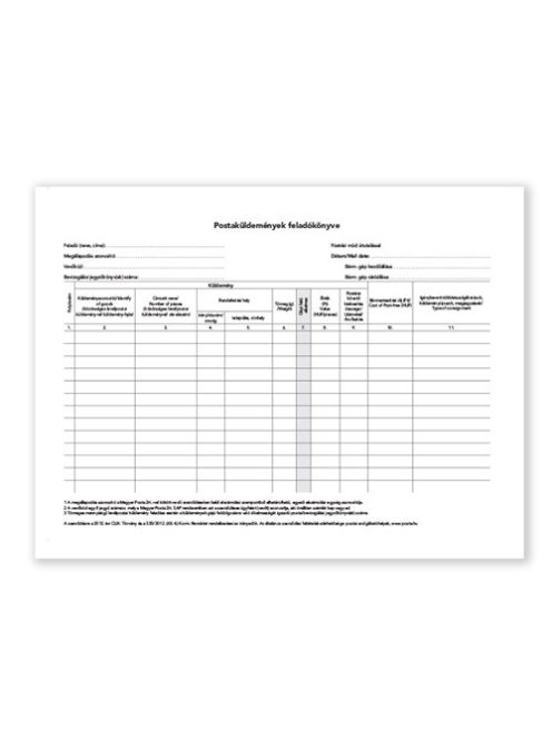 Pátria Nyomtatvány Postaküldemények feladókönyve A/4 fekvő