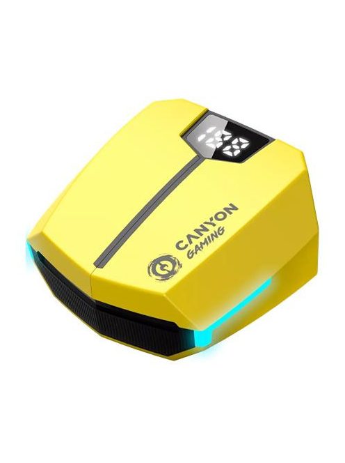 CANYON Fülhallgató, vezeték nélküli, Bluetooth 5.3, gaming, CANYON "DoubleBee GTWS-2", sárga