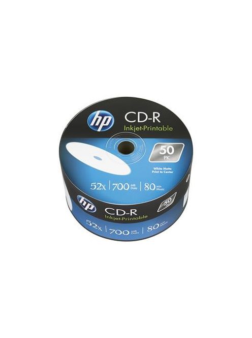 HP CD-R lemez, nyomtatható, 700MB, 52x, 50 db, zsugor csomagolás, HP