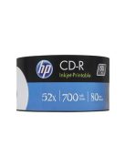 HP CD-R lemez, nyomtatható, 700MB, 52x, 50 db, zsugor csomagolás, HP
