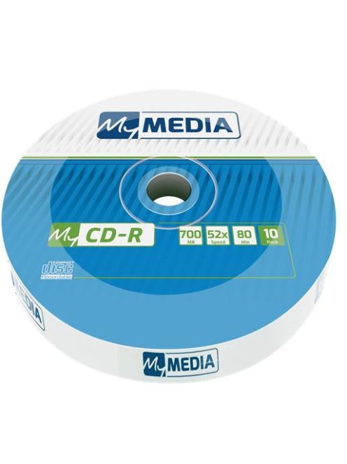 MYMEDIA CD-R lemez, 700MB, 52x, 10 db, zsugor csomagolás, MYMEDIA (by VERBATIM)