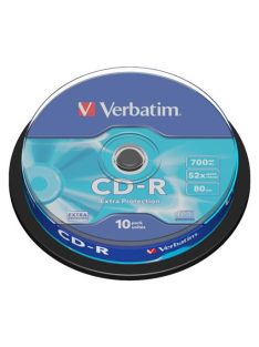   VERBATIM CD-R lemez, 700MB, 52x, 10 db, hengeren, VERBATIM "DataLife"