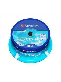   VERBATIM CD-R lemez, Crystal bevonat, AZO, 700MB, 52x, 25 db, hengeren VERBATIM "DataLife Plus"