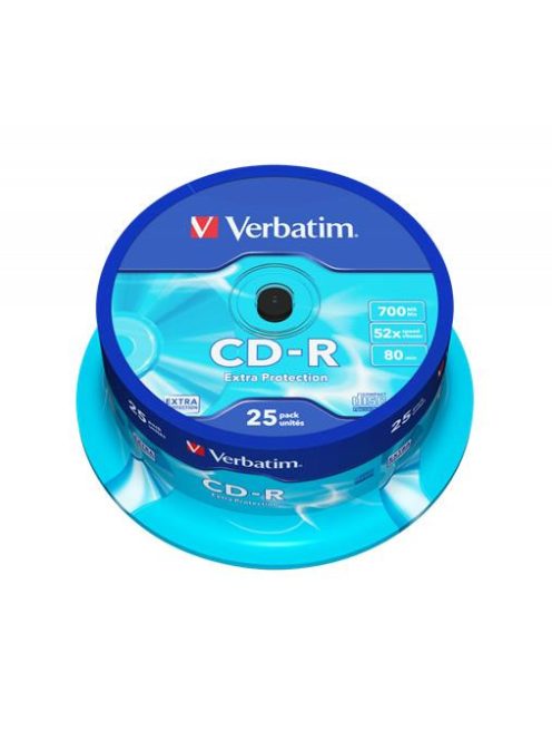 VERBATIM CD-R lemez, 700MB, 52x, 25 db, hengeren, VERBATIM "DataLife"