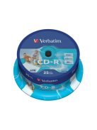 VERBATIM CD-R lemez, nyomtatható, matt, ID, AZO, 700MB, 52x, 25 db, hengeren, VERBATIM