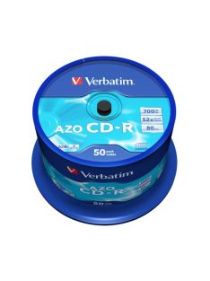   VERBATIM CD-R lemez, Crystal bevonat, AZO, 700MB, 52x, 50 db, hengeren VERBATIM "DataLife Plus"