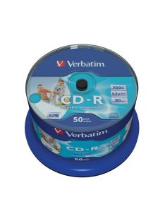   VERBATIM CD-R lemez, nyomtatható, matt, no-ID, AZO, 700MB, 52x, 50 db, hengeren, VERBATIM