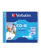 VERBATIM CD-R lemez, nyomtatható, matt, ID, AZO, 700MB, 52x, 1 db, normál tok, VERBATIM