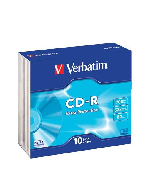 VERBATIM CD-R lemez, 700MB, 52x, 10 db, vékony tok, VERBATIM "DataLife"