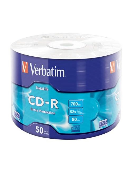 VERBATIM CD-R lemez, 700MB, 52x, 50 db, zsugor csomagolás, VERBATIM "DataLife"