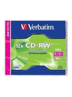   VERBATIM CD-RW lemez, újraírható, SERL, 700MB, 8-12x, 1 db, normál tok, VERBATIM