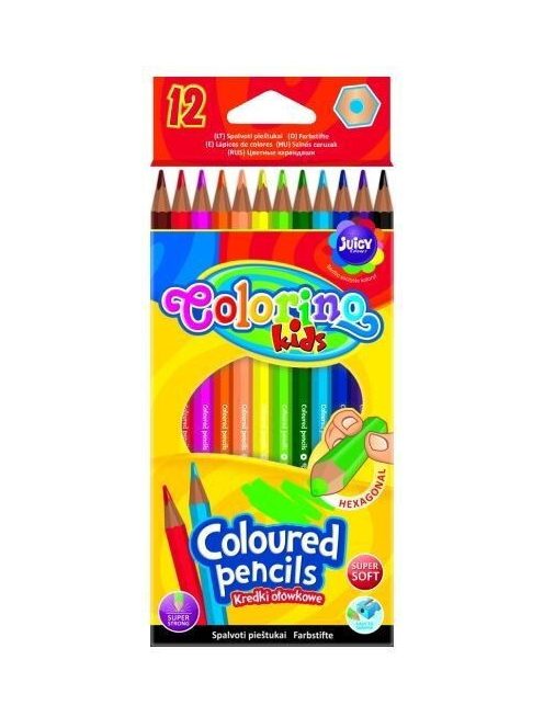 Színes ceruzakészlet 12 db-os, Colorino hexagonal, hatszög test
