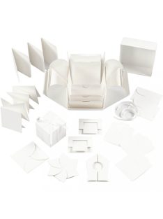   Meglepetés ajándékdoboz (explosion box), 7x7x7 cm + 12x12x12 cm, fehér