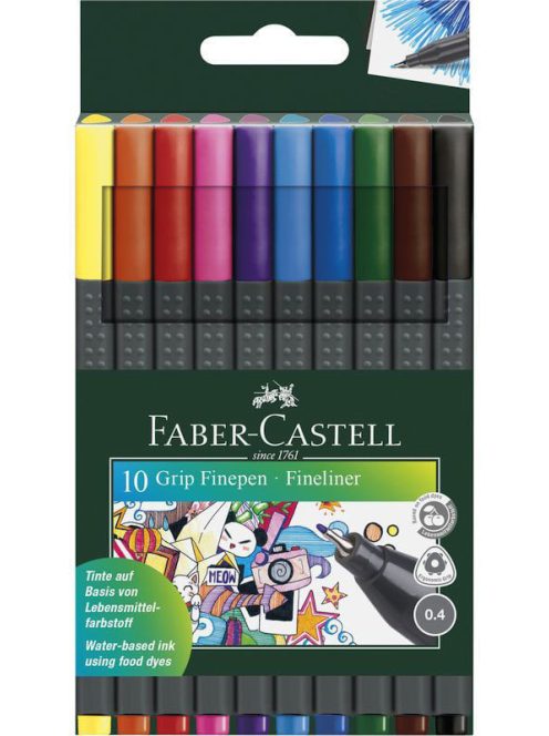 Tűfilc készlet 10 db-os, 0,4mm, Faber-Castell GRIP