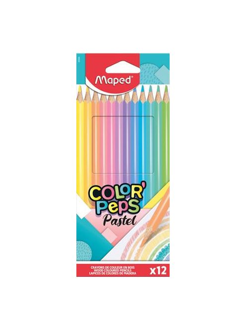 Színes ceruzakészlet, 12 db-os, Maped Color Peps Pastel, háromszög test, pasztell