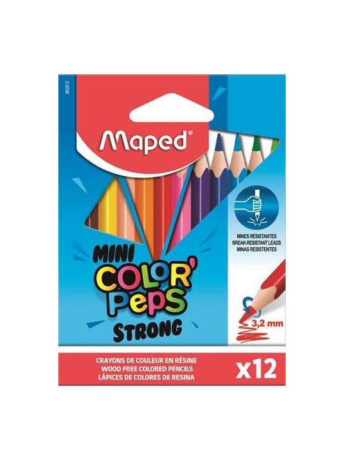 Színes ceruzakészlet 12 db-os, Maped Mini Color Peps Strong, háromszög test