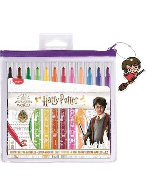 Filctoll készlet 12 db-os, 1-3,6 mm, kimosható, Maped Harry Potter Kids