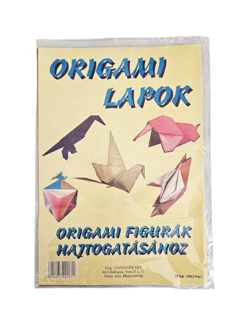 Színes papírok, origami hajtogató lapok A/4, 70g, 20 lap/cs