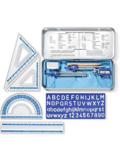   Matematikai készlet, fém dobozban, 10 darabos, vonalzóval, körzővel és kiegészítőkkel, Staedtler 55710